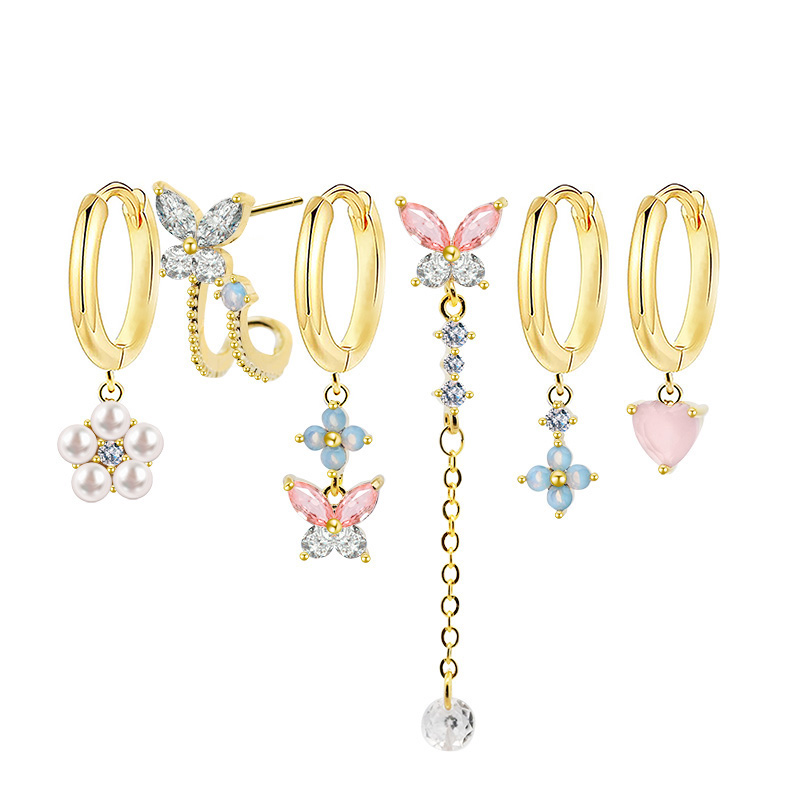 SET 6 ORECCHINI DIVERSI A TEMA GIARDINO ROMANTICO - YK26132C864