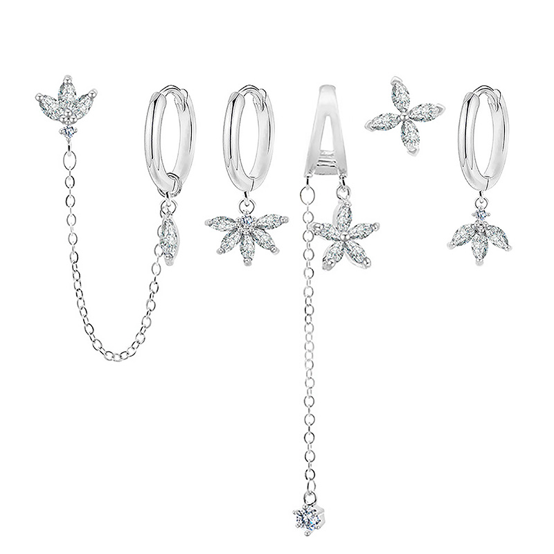 SET 6 ORECCHINI DIVERSI CON ZIRCONI A TAGLIO MARQUISE - YK26132C865