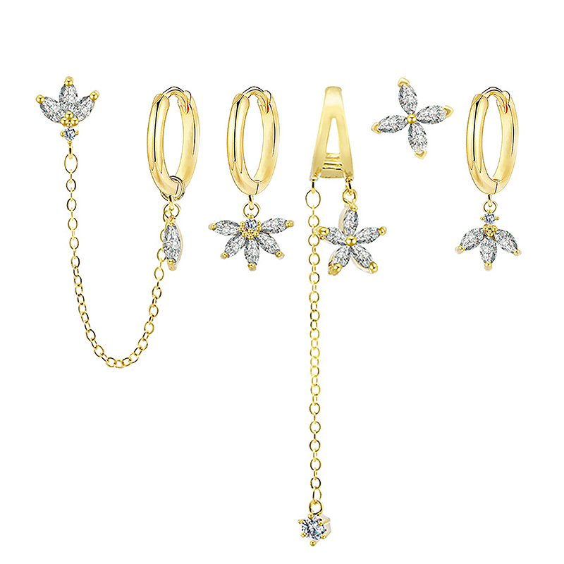 SET 6 ORECCHINI DIVERSI CON ZIRCONI A TAGLIO MARQUISE - YK26132C865