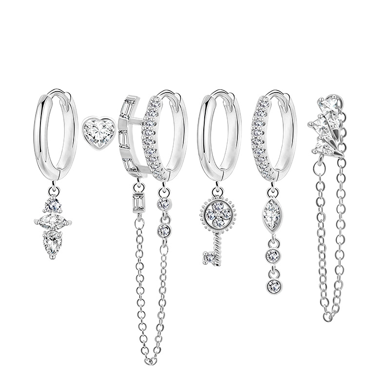 SET 6 ORECCHINI DIVERSI CON ZIRCONI - YK26132C866