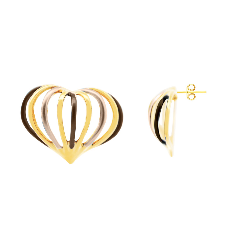 ORECCHINI CUORE CURVO INTRECCIATO SMALTATO - YNK24196B817 ORECCHINI CUORE CURVO INTRECCIATO SMALTATO - YNK24196B817