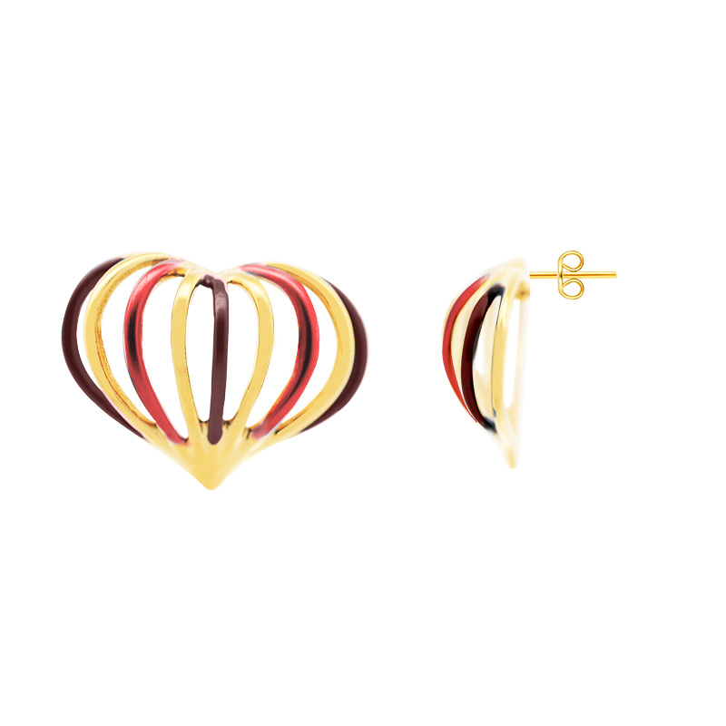 ORECCHINI CUORE CURVO INTRECCIATO SMALTATO - YNK24196B817 ORECCHINI CUORE CURVO INTRECCIATO SMALTATO - YNK24196B817
