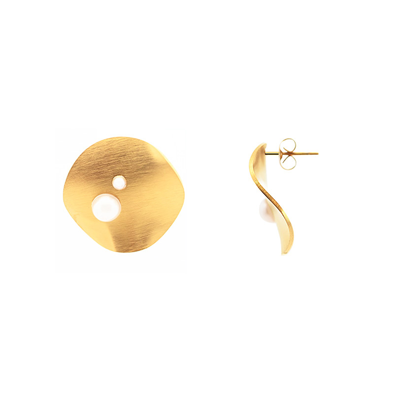 ORECCHINI ROTONDI STROPICCIATI CON PERLE - YY2563O3 ORECCHINI ROTONDI STROPICCIATI CON PERLE - YY2563O3