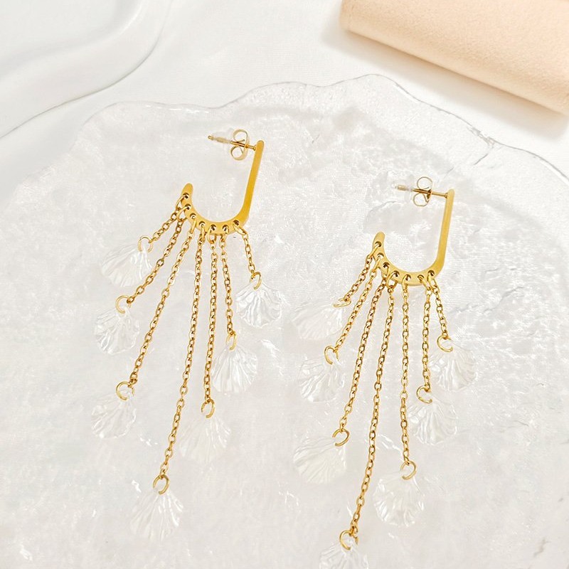 ORECCHINI CON NAPPE A CATENA E PETALI BIANCHI - YY2564C134 ORECCHINI CON NAPPE A CATENA E PETALI BIANCHI - YY2564C134