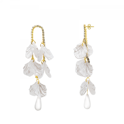 ORECCHINI PENDENTI TENNIS CON PETALI BIANCHI - YY2564C137