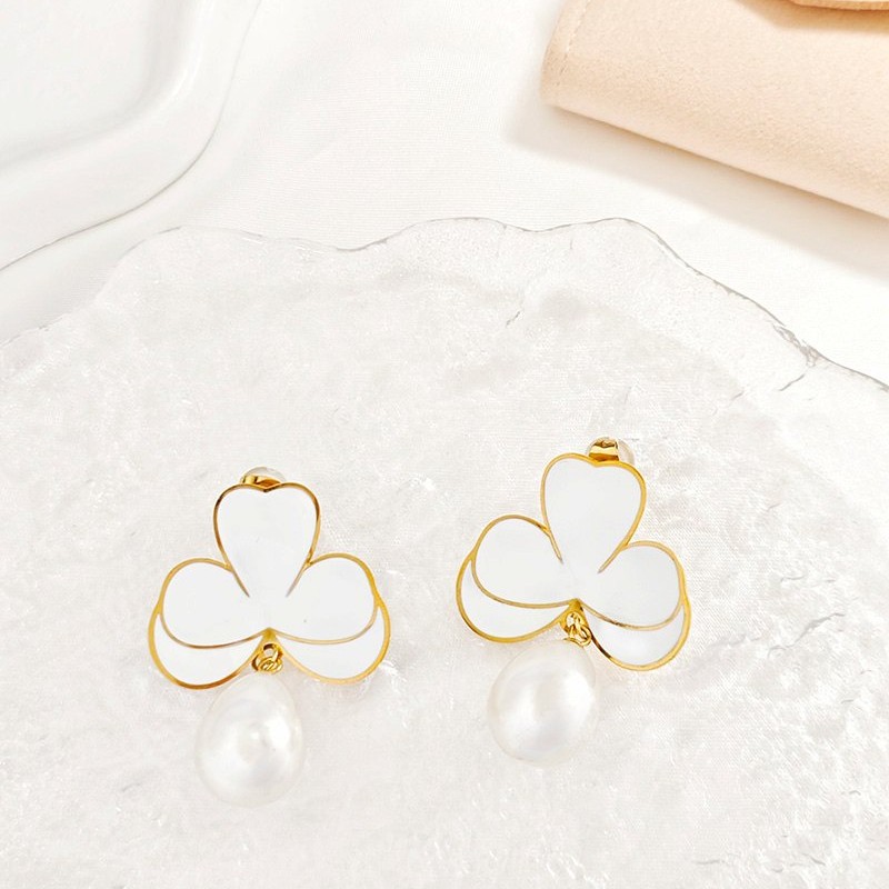 ORECCHINI PENDENTI TRIFOGLIO CON PERLA A GOCCIA - YY2564C144 ORECCHINI PENDENTI TRIFOGLIO CON PERLA A GOCCIA - YY2564C144