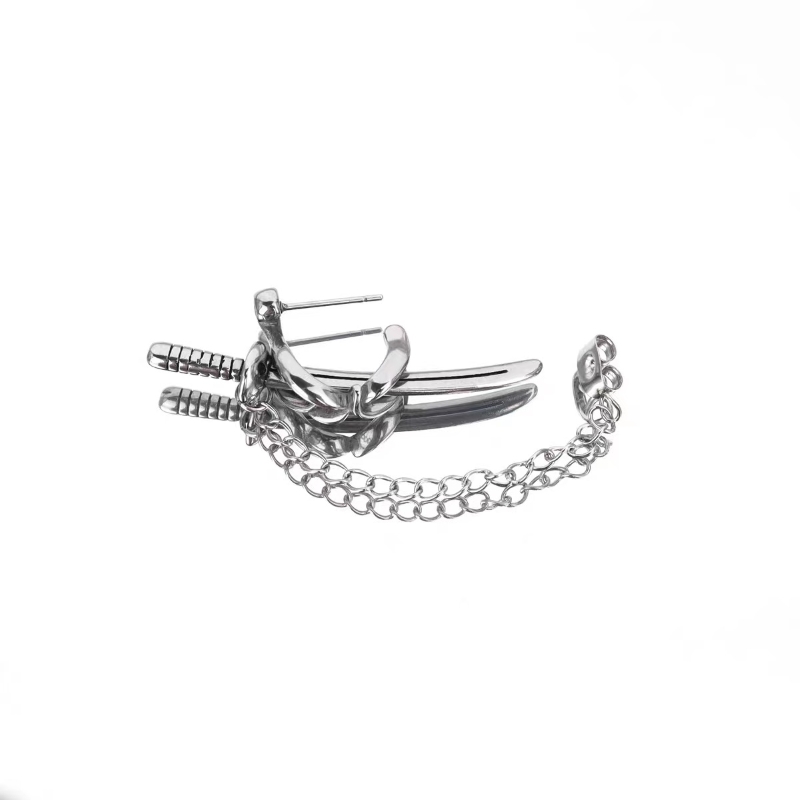 ORECCHINO SINGOLO SPADA CON CATENA - JJ23384E256