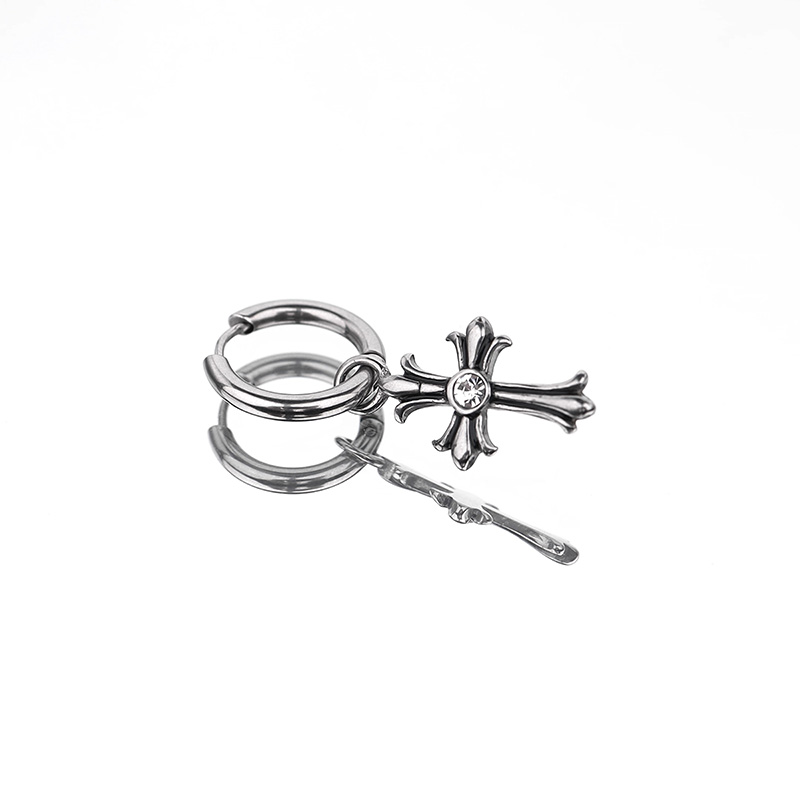 ORECCHINO A CERCHIO CON CIONDOLO CROCE - JJ25256C220