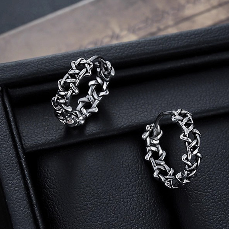 ORECCHINO A CERCHIO CON MOTIVO INTRECCIATO - JJ2528C225