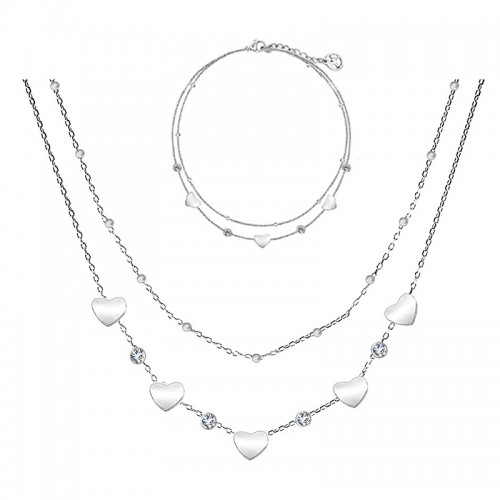 PARURE CUORE & ZIRCONIA & DOPPIO FILO - JN219188D2/C22