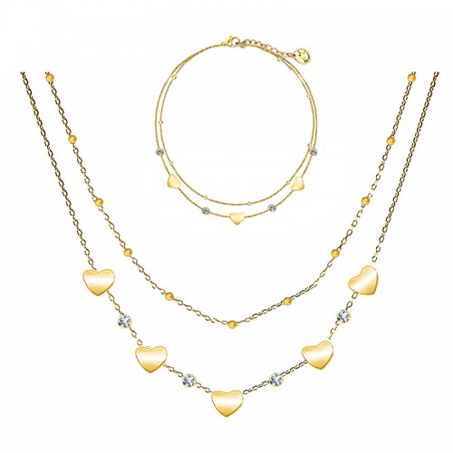 PARURE CUORE & ZIRCONIA & DOPPIO FILO - JN219188D2/C22