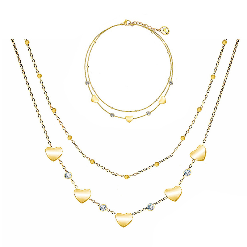 PARURE CUORE & ZIRCONIA & DOPPIO FILO - JN219188D2/C22