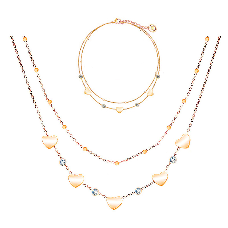 PARURE CUORE & ZIRCONIA & DOPPIO FILO - JN219188D2/C22