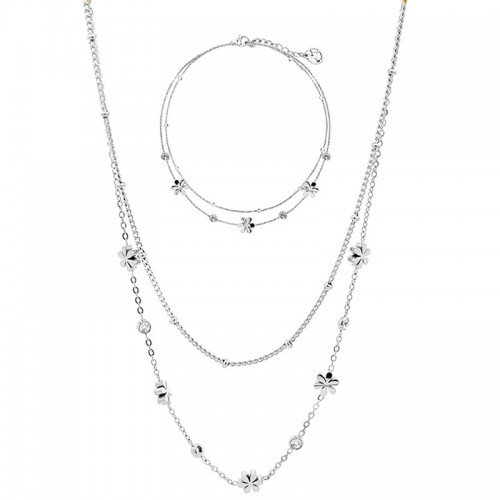 PARURE FIORE & ZIRCONIA & DOPPIO FILO - JN23888E842/E844
