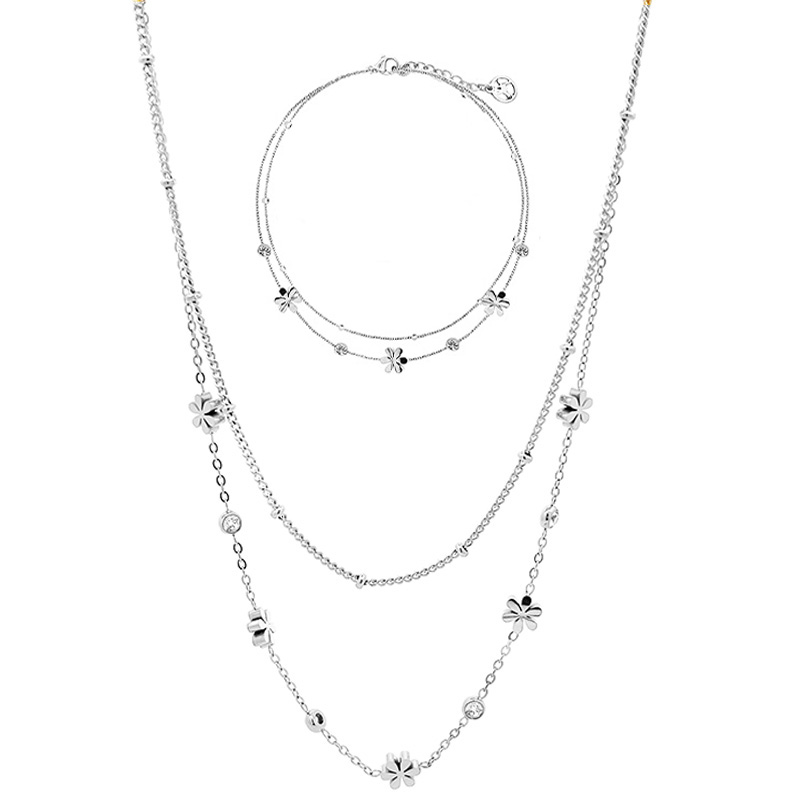 PARURE FIORE & ZIRCONIA & DOPPIO FILO - JN23888E842/E844