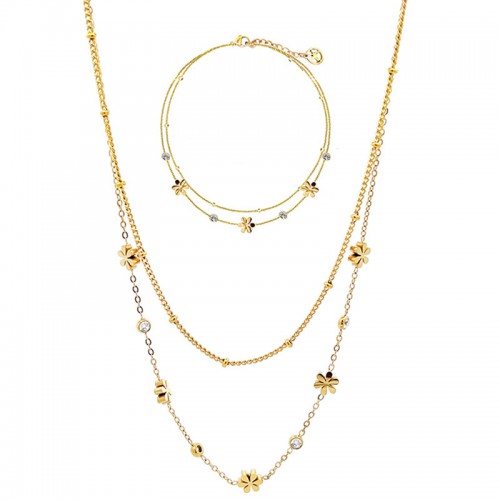 PARURE FIORE & ZIRCONIA & DOPPIO FILO - JN23888E842/E844