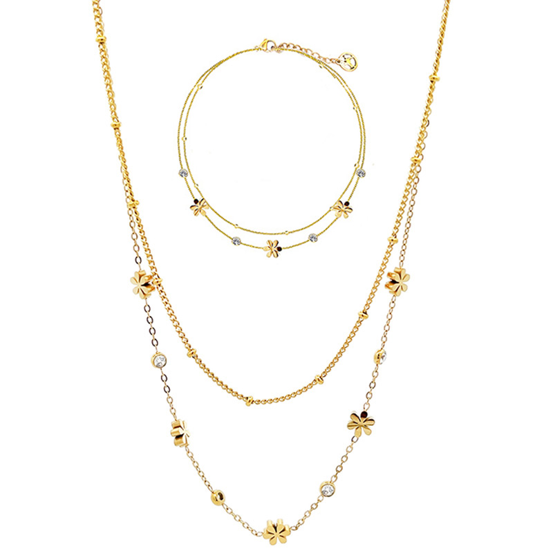 PARURE FIORE & ZIRCONIA & DOPPIO FILO - JN23888E842/E844