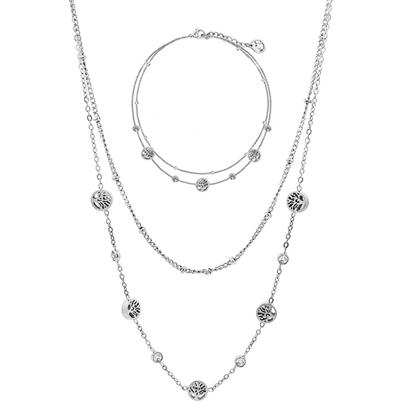 PARURE ALBERO DELLA VITA & ZIRCONIA & DOPPIO FILO - JN23888E843/E845