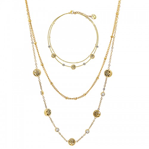 PARURE ALBERO DELLA VITA & ZIRCONIA & DOPPIO FILO - JN23888E843/E845