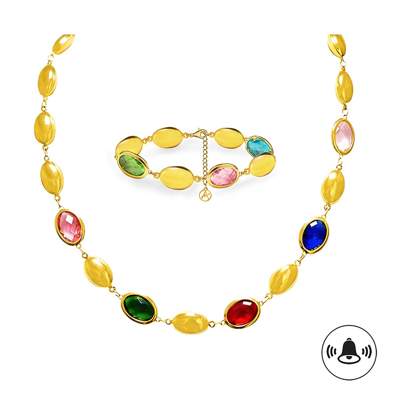 PARURE SONAGLIO CON CRISTALLI OVALI COLORATI - MY25188C238/C237