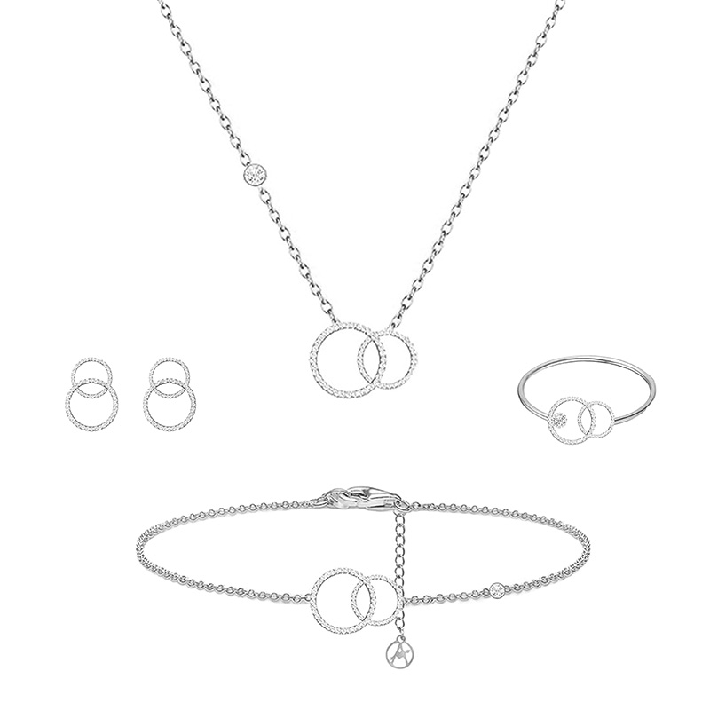 PARURE DOPPIO CERCHIO CON STRASS - YC2564B202/B203/B204/B205