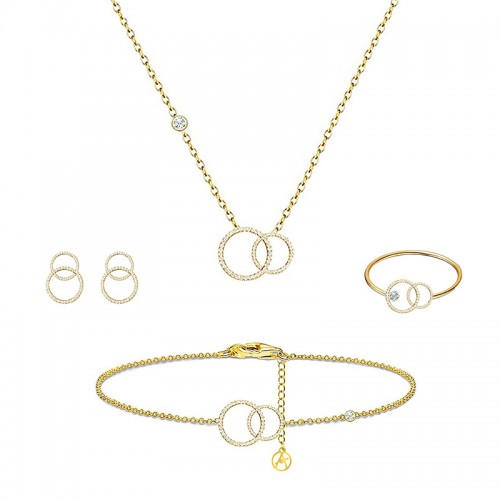 PARURE DOPPIO CERCHIO CON STRASS - YC2564B202/B203/B204/B205