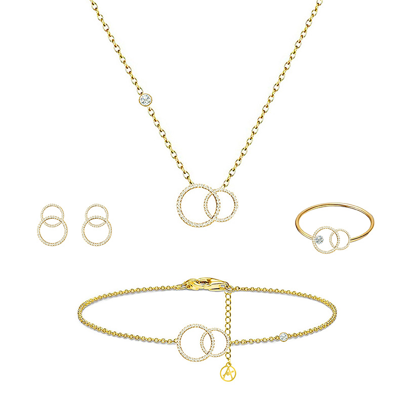 PARURE DOPPIO CERCHIO CON STRASS - YC2564B202/B203/B204/B205