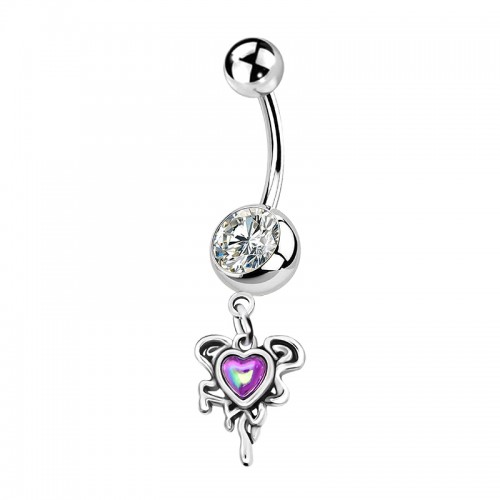 PIERCING BANANA IN ZIRCONIA CON PENDENTE A CUORE - JQ1000B105