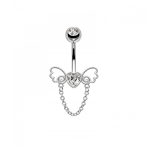 PIERCING BANANA IN ZIRCONIA CUORE ALI D'ANGELO CON CATENINA PENDENTE - JQ1000B106