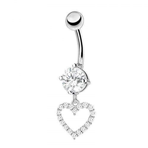 PIERCING BANANA IN ZIRCONIA CON PENDENTE A CUORE - JQ1000B107