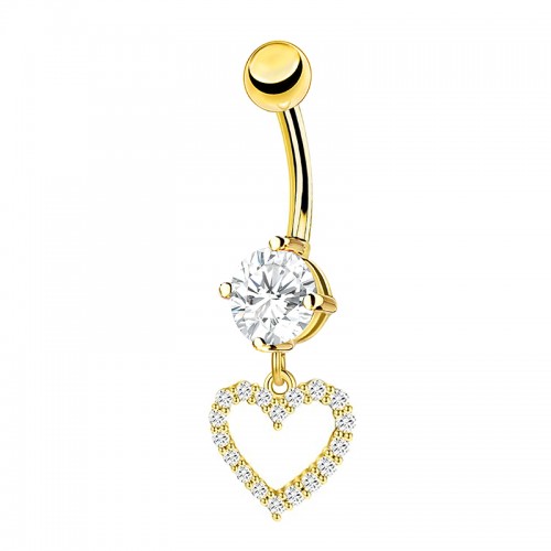 PIERCING BANANA IN ZIRCONIA CON PENDENTE A CUORE - JQ1000B107