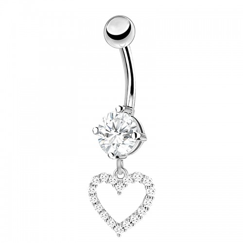 PIERCING BANANA IN ZIRCONIA CON PENDENTE A CUORE - JQ1000B107