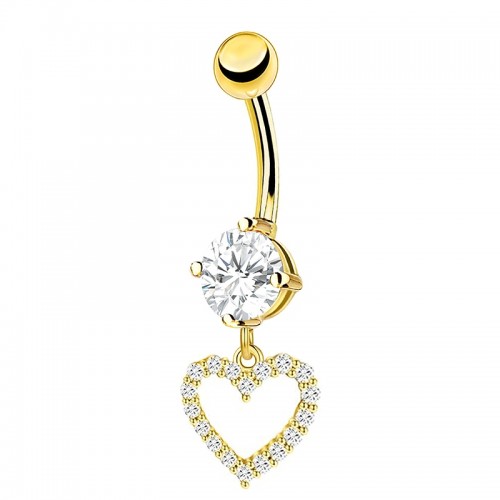 PIERCING BANANA IN ZIRCONIA CON PENDENTE A CUORE - JQ1000B107