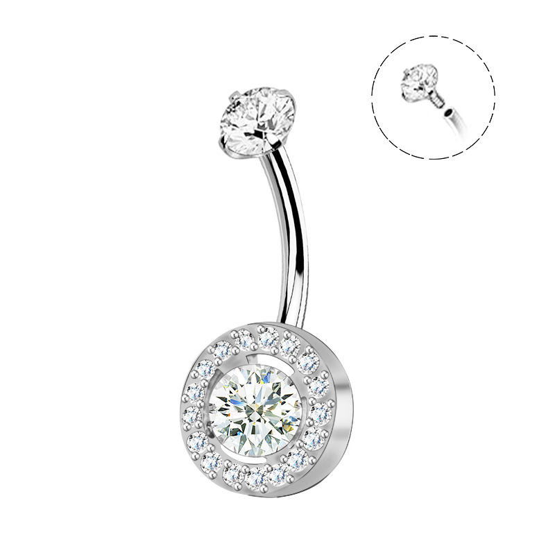 PIERCING A BANANA CON ZIRCONIA TONDO - JQ1000B118