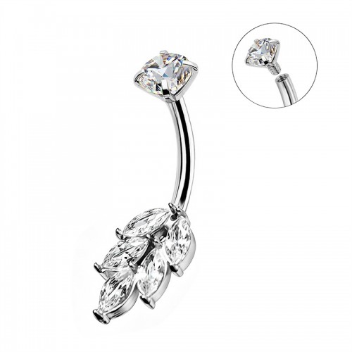 PIERCING A BANANA CON ZIRCONIA FOGLIE - JQ1000B137