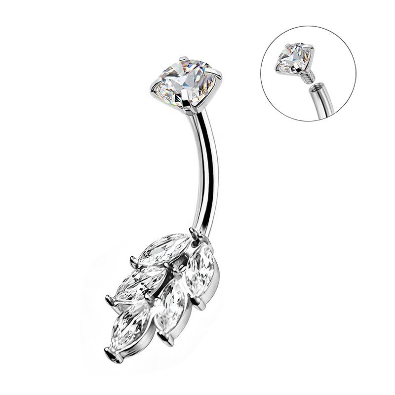 PIERCING A BANANA CON ZIRCONIA FOGLIE - JQ1000B137