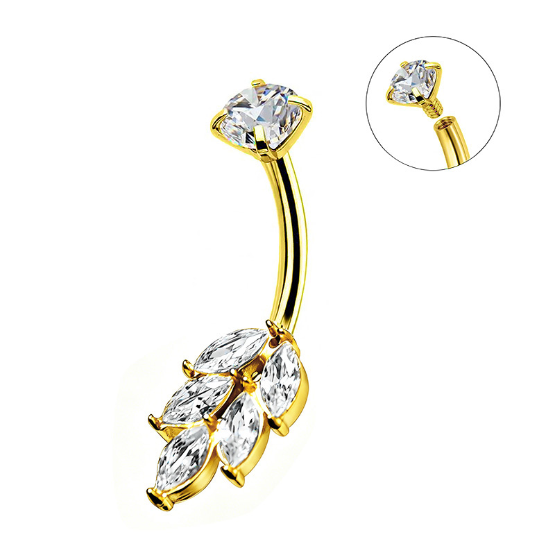PIERCING A BANANA CON ZIRCONIA FOGLIE - JQ1000B137