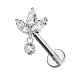 PIERCING LABRET A TRIFOGLIE CON PENDENTE IN ZIRCONIA - JQ1000L090