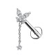 PIERCING LABRET A FARFALLA CON CATENELLA E ZIRCONIA ROTONDO PENDENTE - JQ1000L163