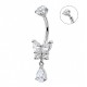 PIERCING BANANA FARFALLA PENDENTE A GOCCIA CON ZIRCONIA - JQ1120B140