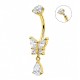 PIERCING BANANA FARFALLA PENDENTE A GOCCIA CON ZIRCONIA - JQ1120B140