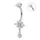 PIERCING A BANANA CON FIORE A SETELLA E PENDENTE IN ZIRCONIA - JQ1120B145