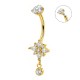 PIERCING A BANANA CON FIORE A SETELLA E PENDENTE IN ZIRCONIA - JQ1120B145