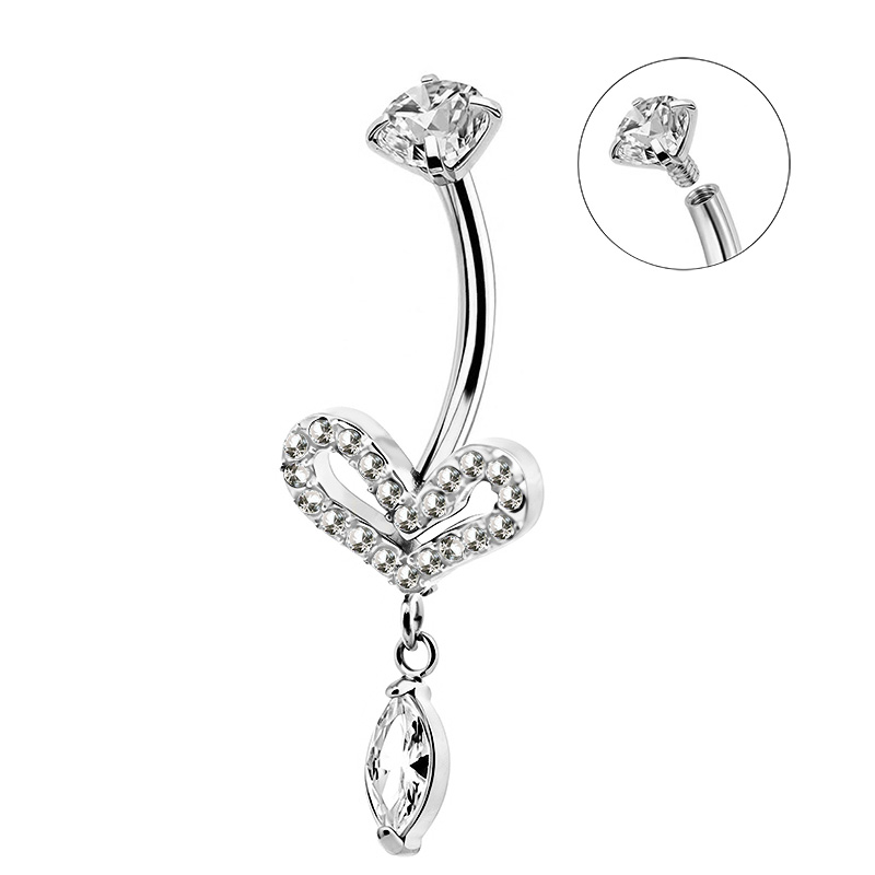 PIERCING BANANA CUORE PENDENTE CON ZIRCONIA - JQ1200B138