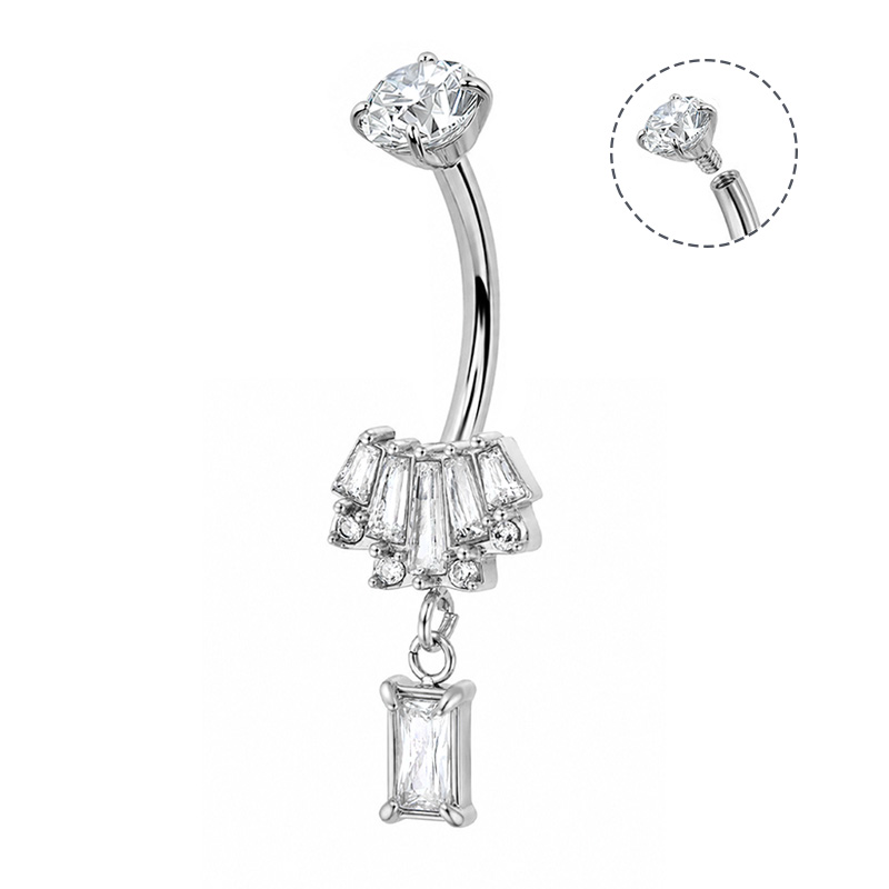 PIERCING A BANANA CON ZIRCONIA BAGUETTE A VENTAGLIO E PENDENTE - JQ1200B146