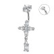 PIERCING A BANANA A CROCE CON ZIRCONIIA BAGUETTE E PENDENTE - JQ1200B164