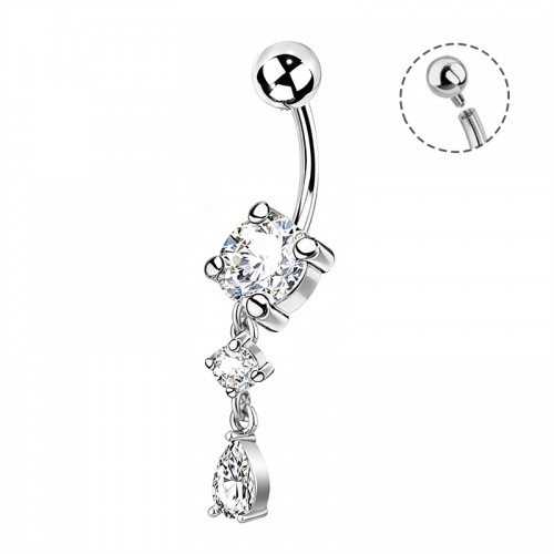 PIERCING A BANANA CON ZIRCONIIA ROTONDO E PENDENTE A GOCCIA - JQ1200B165