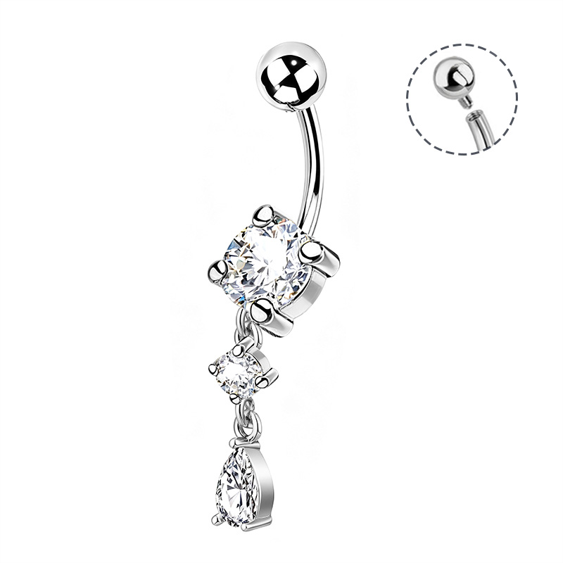 PIERCING A BANANA CON ZIRCONIIA ROTONDO E PENDENTE A GOCCIA - JQ1200B165
