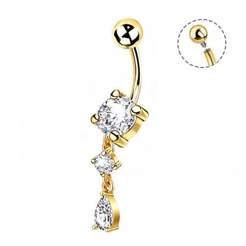 PIERCING A BANANA CON ZIRCONIIA ROTONDO E PENDENTE A GOCCIA - JQ1200B165