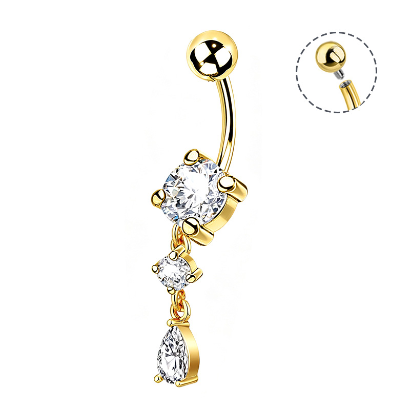 PIERCING A BANANA CON ZIRCONIIA ROTONDO E PENDENTE A GOCCIA - JQ1200B165